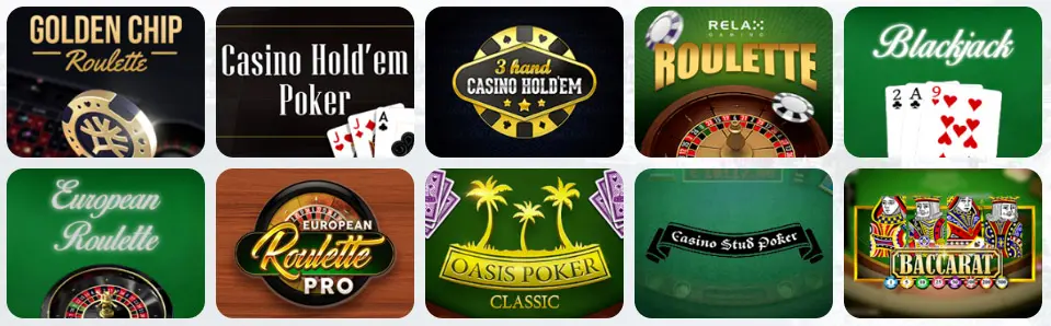 Juegos de mesa en GATE 777 CASINO